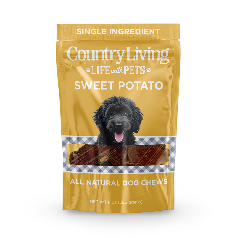 Country Living Sweet Potato Chips Dog Treats – 8oz Bag – 100% Natural, Single-Ingredient, Grain-Free Dog Treats – Healthy Chews – No Additives or Preservatives