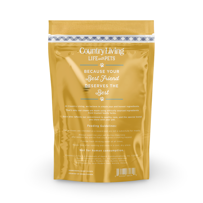 Country Living Sweet Potato Chips Dog Treats – 8oz Bag – 100% Natural, Single-Ingredient, Grain-Free Dog Treats – Healthy Chews – No Additives or Preservatives
