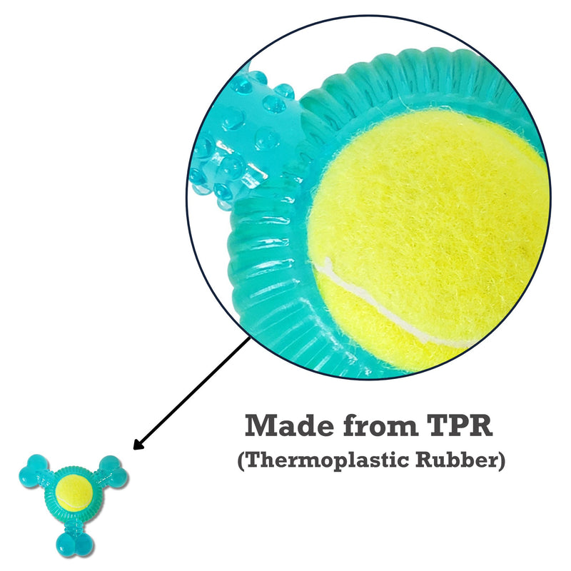 3-Bone TPR Tennis Ball Chew Dog Toy (6-Pack on Clip Strip)