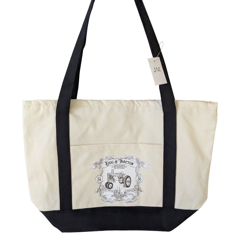 Dog & Tractor Country Canvas Tote Bag- On-the-Go Essential