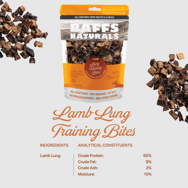 BAFFS NATURALS Lamb Lung Training Bites – All-Natural, Protein-Packed Dog Treats