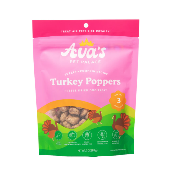 Ava's Pet Palace Freeze Dried Dog Treats - Turkey Poppers