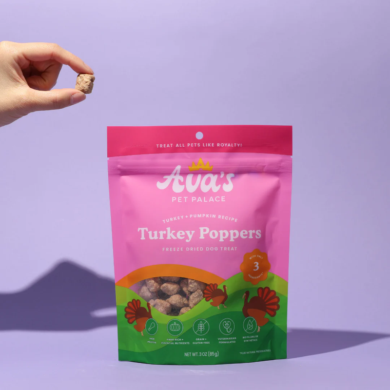 Ava's Pet Palace Freeze Dried Dog Treats - Turkey Poppers