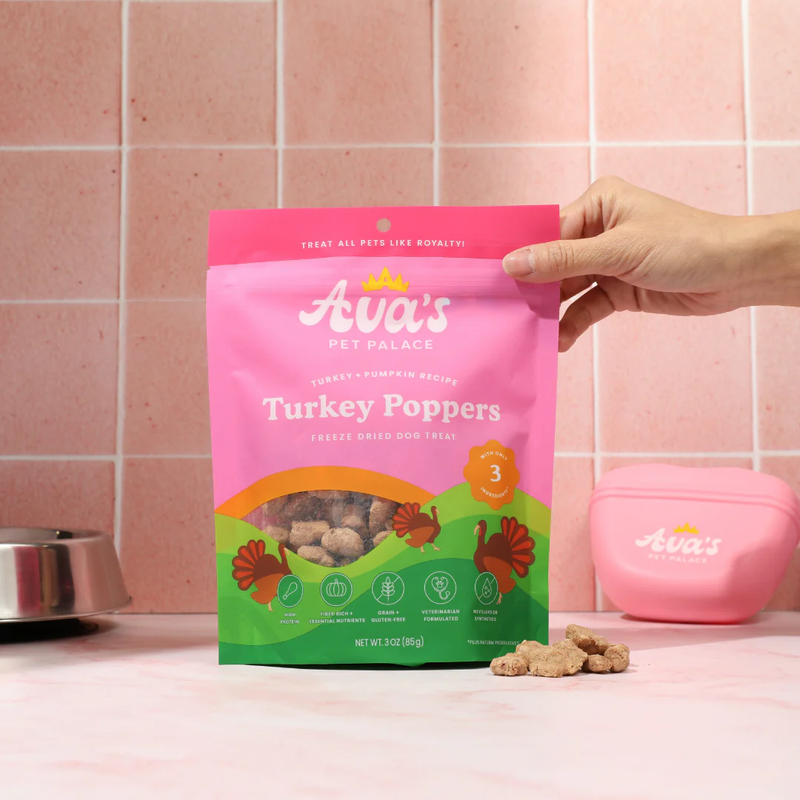 Ava's Pet Palace Freeze Dried Dog Treats - Turkey Poppers