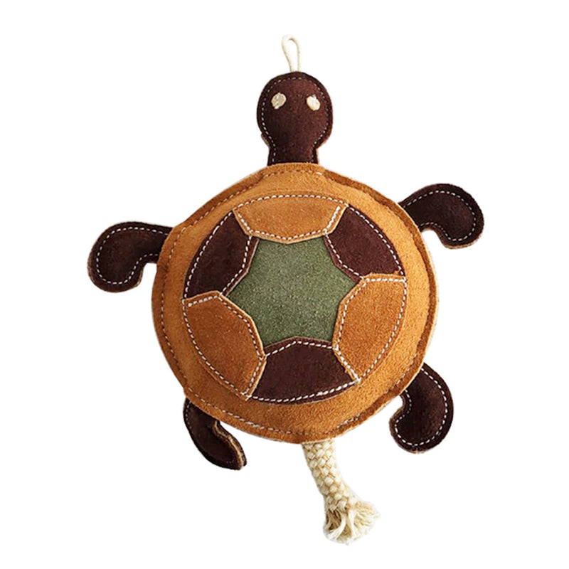 Handmade Vegan Leather Turtle Dog Toy with Patchwork