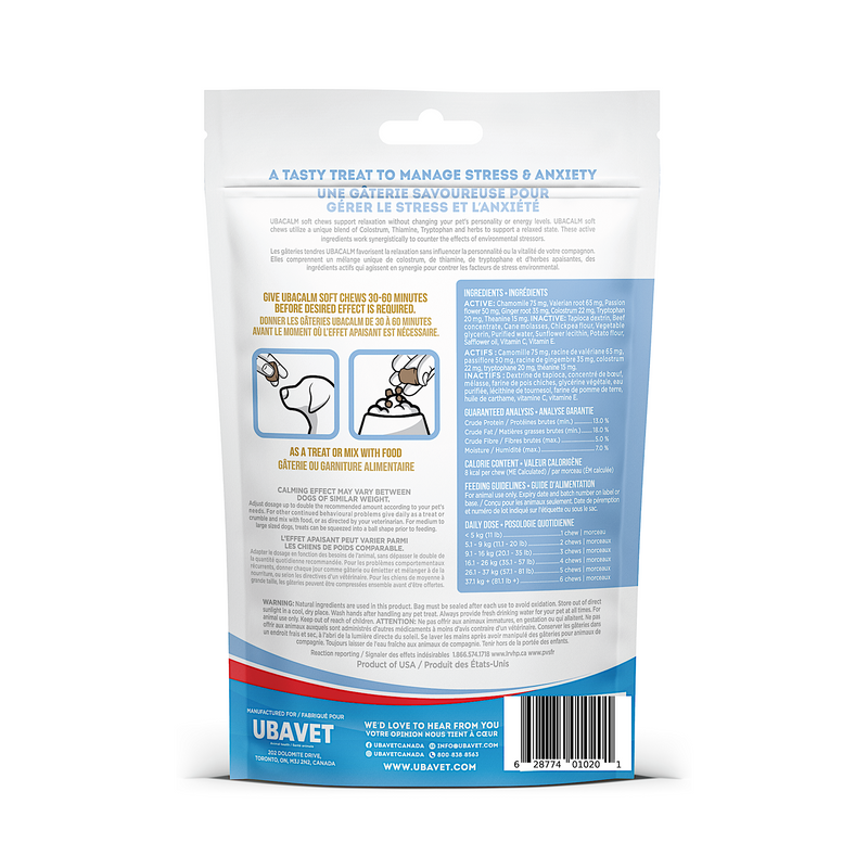 UBAVET UBACALM Calming Soft Chews for Dogs & Cats