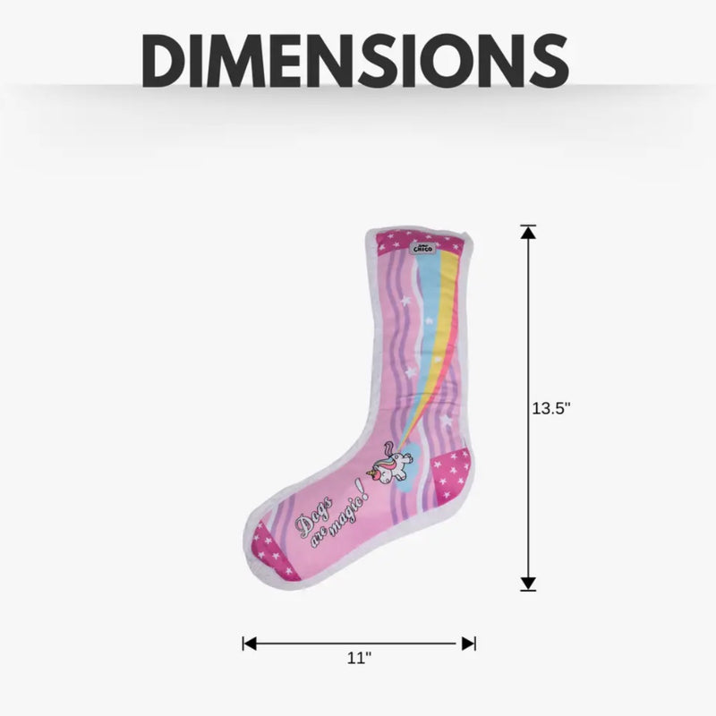 Squeaking Comfort Plush Dog Toy Stocking Style Sock Combo (Unicorn and Squirrel)