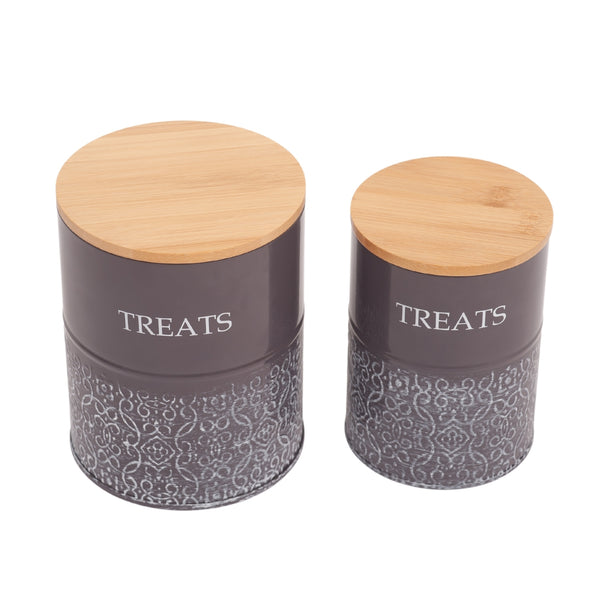 Dog Treat Canister - Gray (Set of 2)