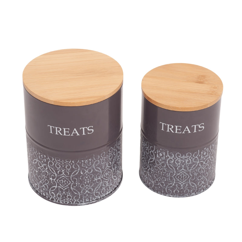 Set of 2 Pet Treat Storage Canister - Volcanic Gray & White