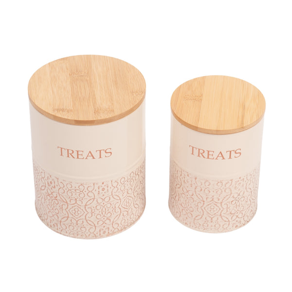 Pet Treat Storage Canister - White Swan & Gold- Set of 2