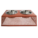 Apricot elevated dog feeder