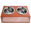 Apricot elevated dog feeder