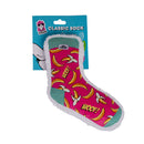 Banana plush sock dog toy 6 pack on clip strip