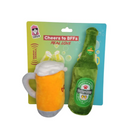 Beer Cheers crinkle and squeaky plush dog toy gift set