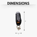 Black plush sneaker dog toy with squeaker