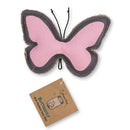 Butterfly-shaped canvas and jute dog chew toy