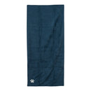 Country Living quick drying microfiber dog bath towel with paw print in blue