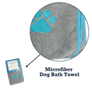 Country Living quick drying microfiber dog bath towel with paw print in gray