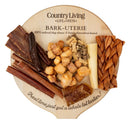 Charcuterie-style natural dog treat board with assorted chews and treats