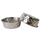 sustainable stainless steel dog bowl with eco diamond design