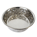 sustainable stainless steel dog bowl with eco diamond design
