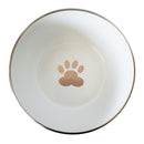 rose gold deep dog bowl with paw print design
