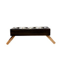 Eco-friendly elevated wood dog feeder in brown finish