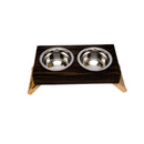 Eco-friendly elevated wood dog feeder in brown finish