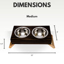 Eco-friendly elevated wood dog feeder in brown finish