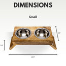 Eco-friendly elevated wood dog feeder in natural wood finish