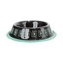 black boho stainless steel dog bowl with non skid base