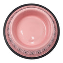 pink boho stainless steel dog bowl with non skid base