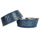 blue stainless steel farmhouse dog bowl for pets