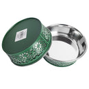 Eco-friendly stainless steel farmhouse dog bowl in dark green, 30oz