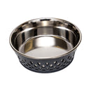 Eco-friendly stainless steel farmhouse dog bowl in gray