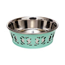 Eco-friendly stainless steel farmhouse dog bowl in mint green