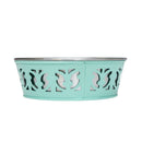 Eco-friendly stainless steel farmhouse dog bowl in mint green