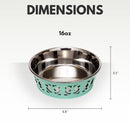 Eco-friendly stainless steel farmhouse dog bowl in mint green