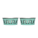 Eco-friendly stainless steel farmhouse dog bowl in mint green