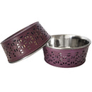 Eco-friendly stainless steel farmhouse dog bowl in plum wine, 16oz