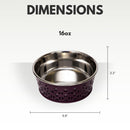 Eco-friendly stainless steel farmhouse dog bowl in plum wine, 16oz
