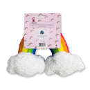 Enchanted rainbow plush dog toy with squeaker and crinkle