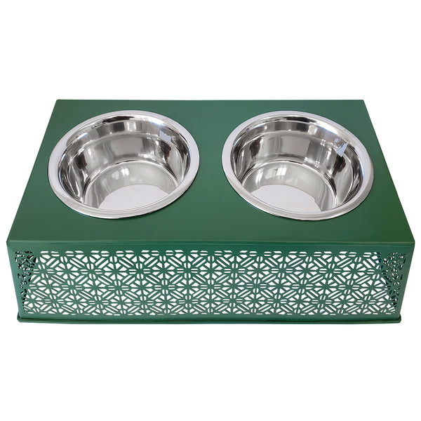 Eco-friendly Elevated Country Dog Feeder - Dark Green