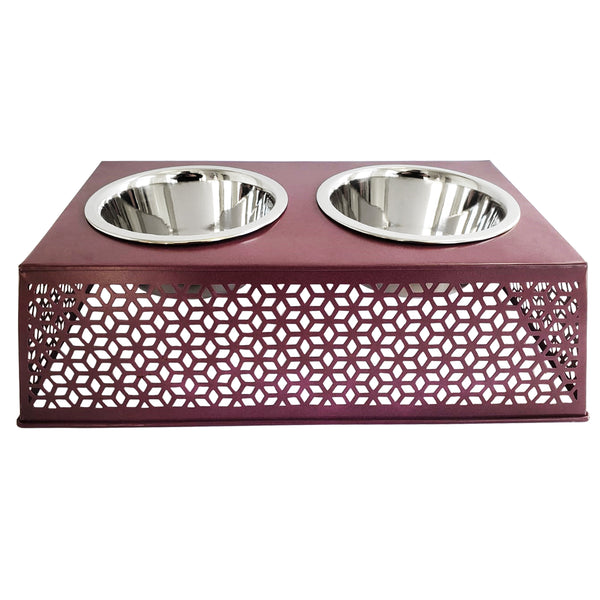 Eco-Friendly Elevated Country Dog Feeder - Plum Wine