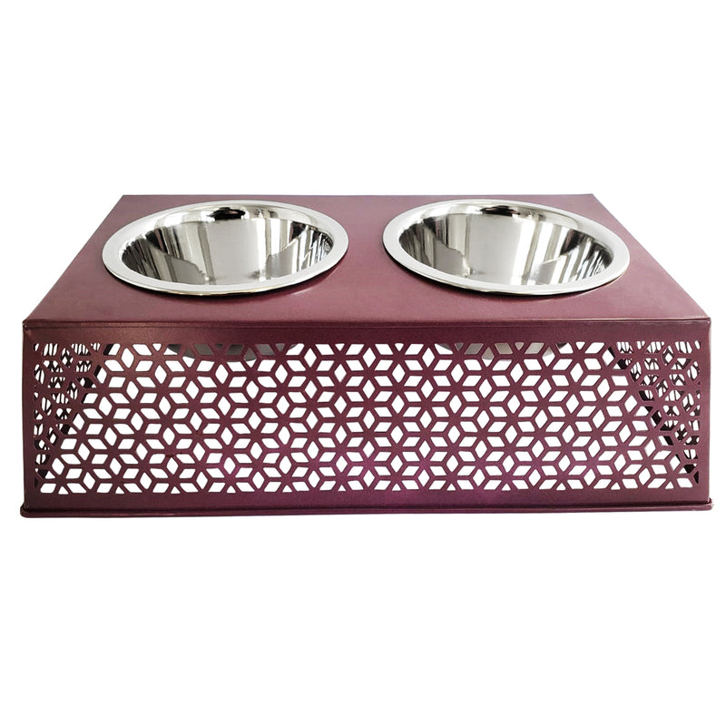 Eco-Friendly Elevated Country Dog Feeder - Plum Wine