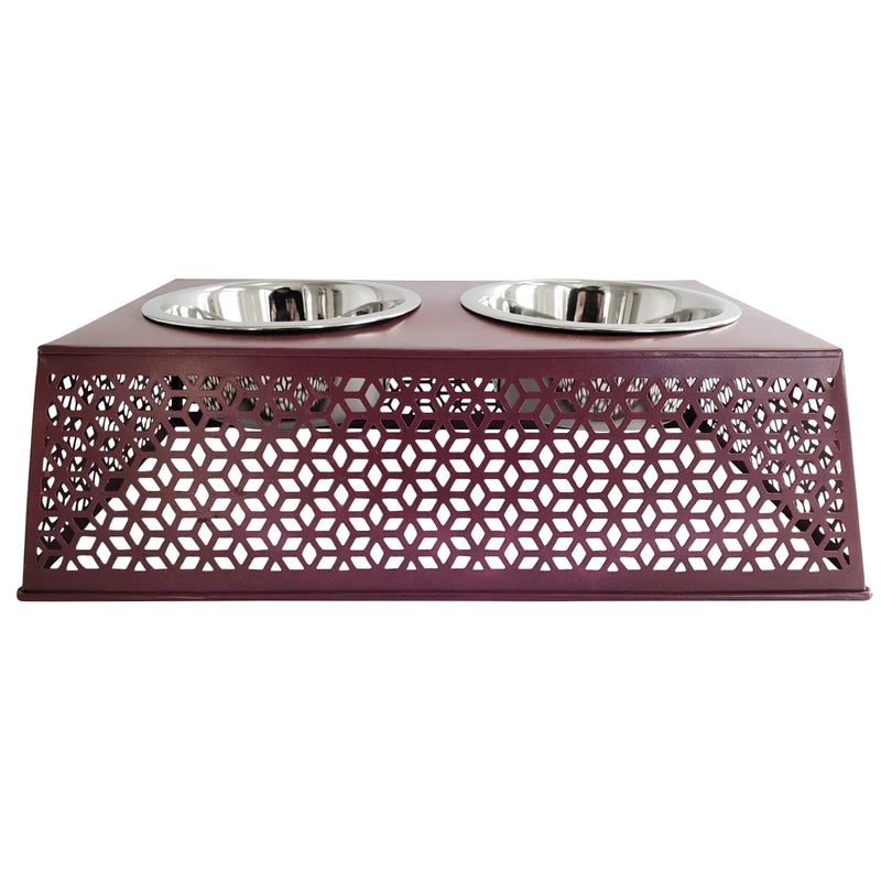 Eco-Friendly Elevated Country Dog Feeder - Plum Wine