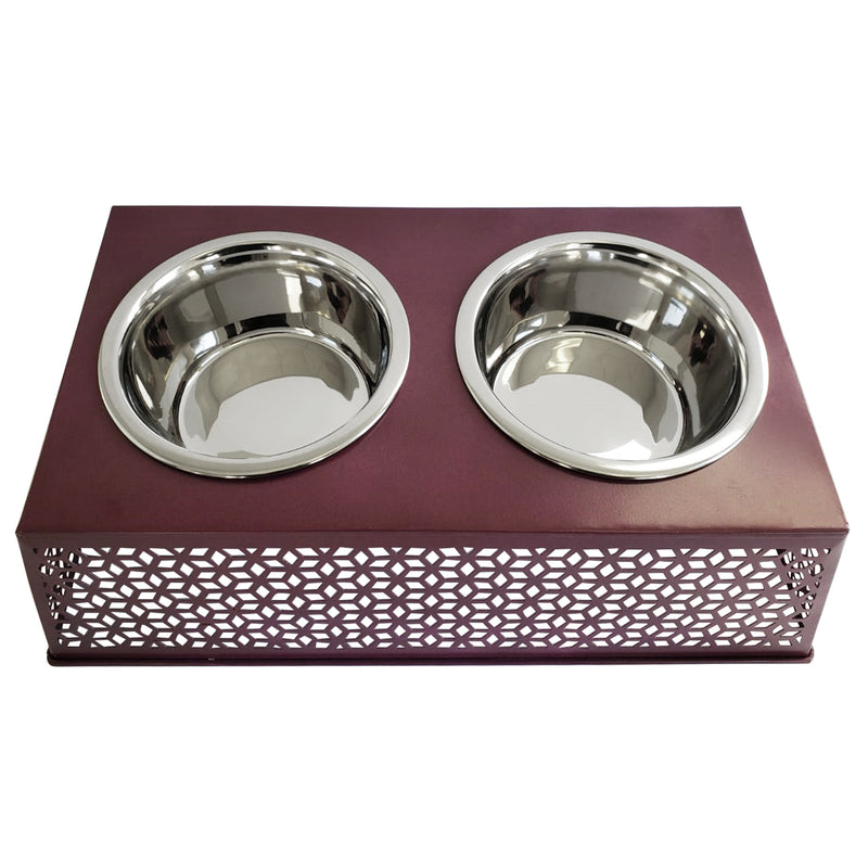 Eco-Friendly Elevated Country Dog Feeder - Plum Wine