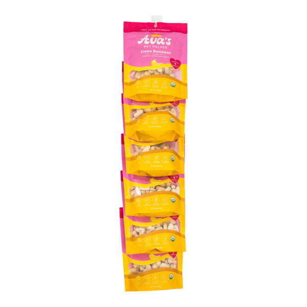 Ava's Pet Palace Organic Baked Dog Treats - Gone Bananas ( 6-Pack on Hanging Clip Strips )