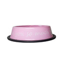 stainless steel dog bowl with I love you message