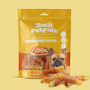 Jack PetPals chicken sweet potato bites dog treats 6 pack hanging clip strip display
